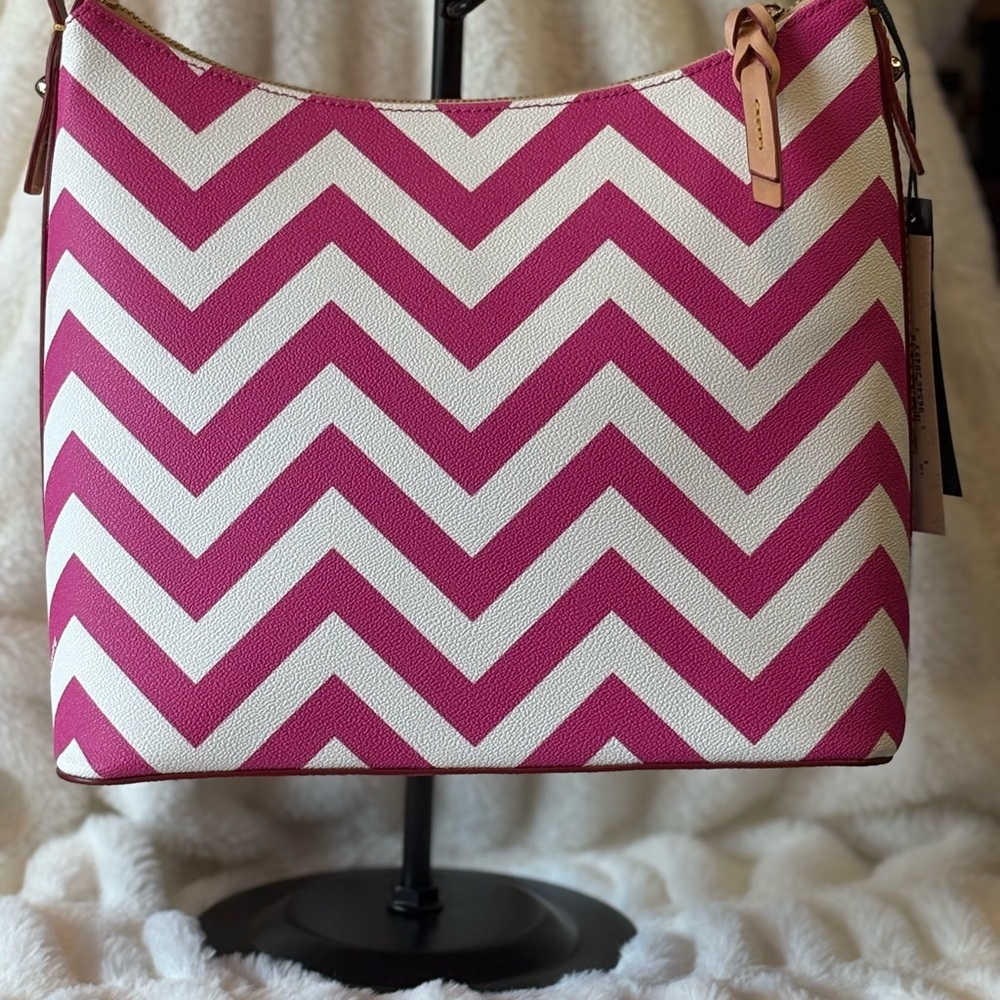 Dooney & Bourke Magenta Chevron Shoulder Bag - Picture 5 of 12